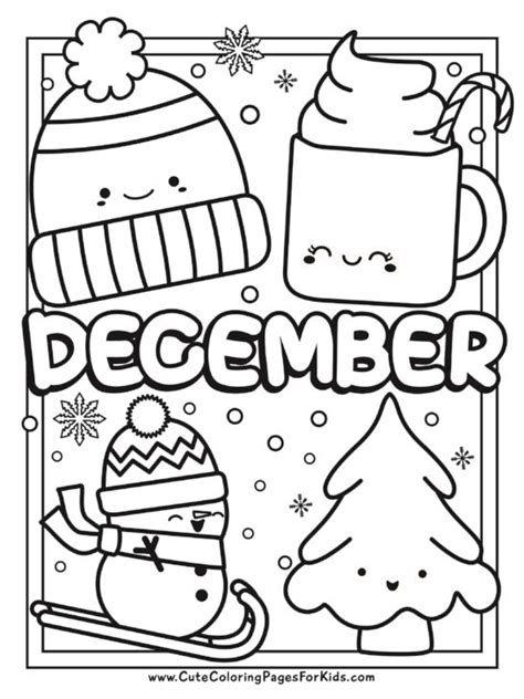 December Coloring Pages 4 Free Printable Coloring Sheets Cute