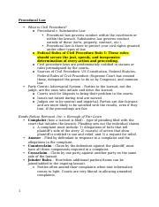 Civil Procedure Outline Spring Kordik Docx Procedural Law What