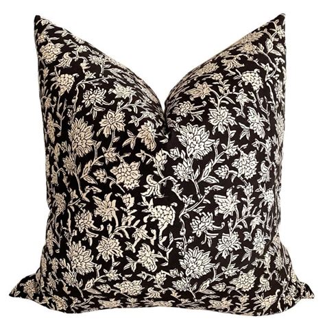 Black Floral Pillow Etsy