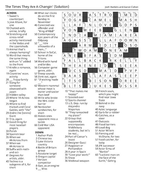 Crossword 10 12 2023 Solutions The Middlebury Campus