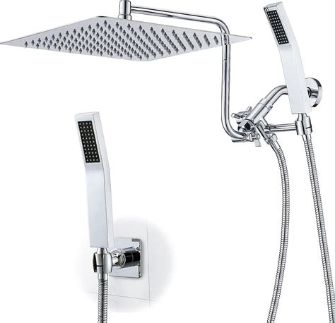 Pdpbath All Metal Rainfall Shower Head With Handheld Combo With