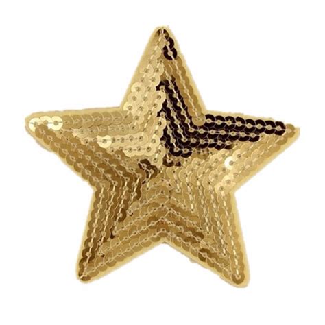 2Pcs Gold Star Sequins Iron On Applique Embroidered Patches Sew