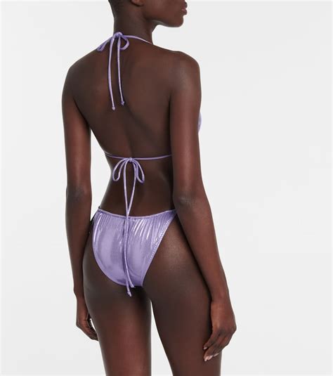 Norma Kamali String Metallic Bikini Top In Purple Modesens