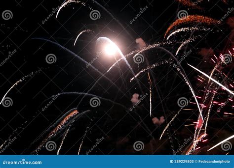 Explosions of Huge Fireworks during the Festivities at Night Stock Image - Image of sparks, dust ...