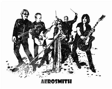 Aerosmith Band Black And White Watercolor 03 Painting By Stockphotosart