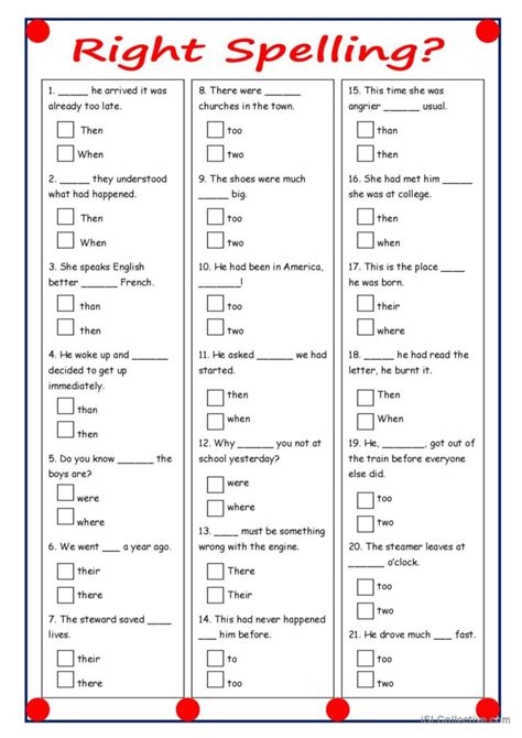 Right Spelling General Gramma English Esl Worksheets Pdf Doc