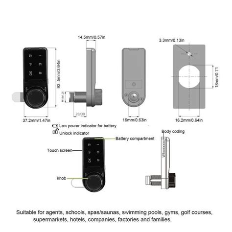 Tbest verrouillage de l écran tactile Serrure à combinaison de mot de