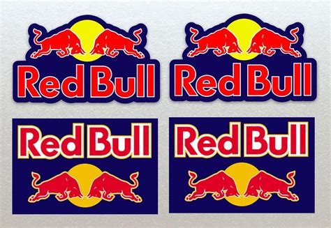 Red Bull Stickers Set Blue Background Cm X Motor Bike Etsy