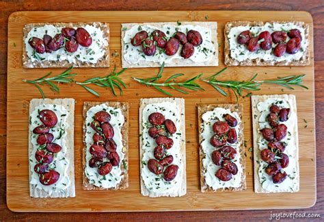 Roasted Grape and Goat Cheese Topped Wasa Crackers - Joy Love Food