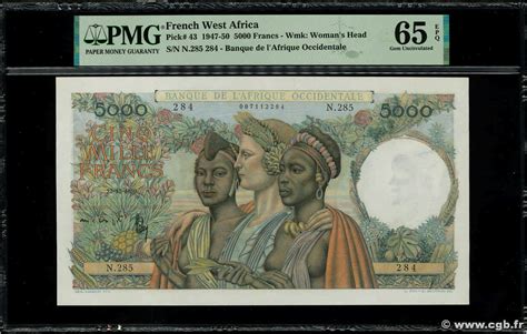 5000 Francs FRENCH WEST AFRICA 1950 P 43 4600026 纸钞