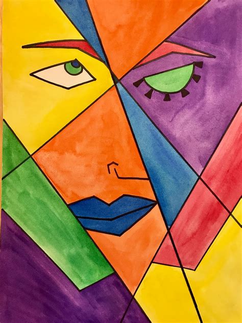 Kathys Art Project Ideas Picasso Portrait Inspired Art Lesson Using Folded Paper And Watercolor