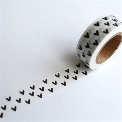 Black Love Heart Washi Tape Hearts Planner Tape Crafting Tape White