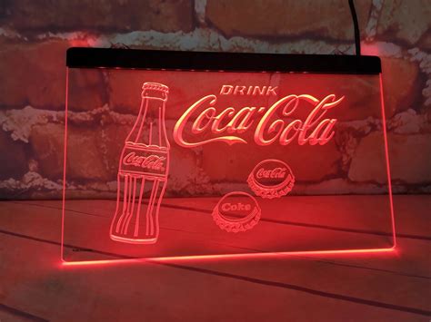 Coca Cola Coke Led Neon Sign Colorful Rgb Light Carved Acrylic Cafe