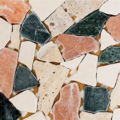 Mosaik Fliese Marmor Naturstein Creme Beige Rot Gr N Bruch Ciot Random