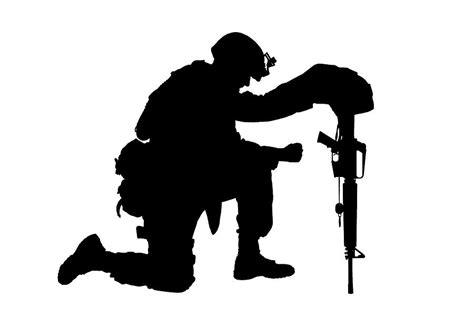 Kneeling Praying Soldier Silhouette