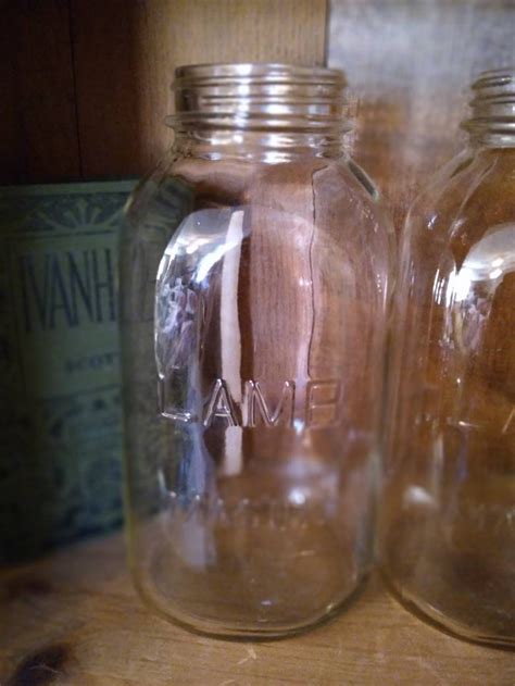 Vintage Lamb Mason Jar Half Gallon Two Quart Large Glass Jar Etsy