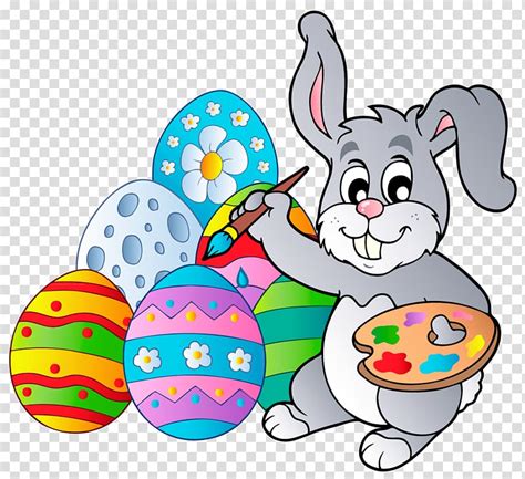 Animated Rabbit Painting Easter Eggs Illustration Easter Bunny Easter