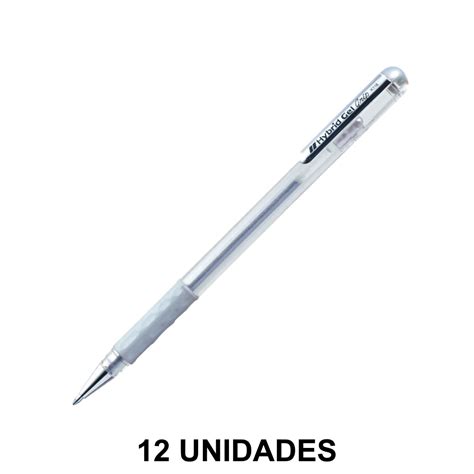 Caneta Gel Mm Prata Unidades Hybrid Gel Grip Pentel