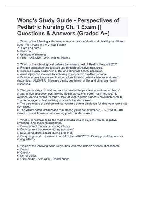 Wong s Nursing Care of Infants and Children Chapter 1 Exam PACKAGE DEAL