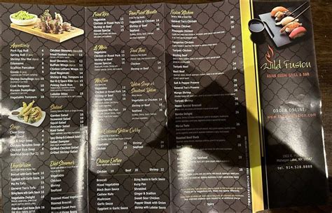 Menu at Wild Fusion restaurant, Mohegan Lake