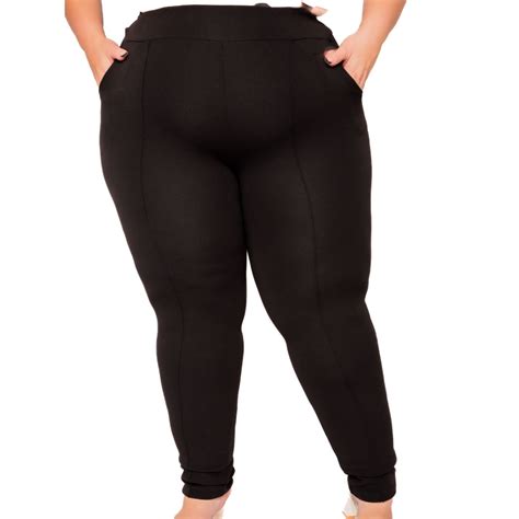 Calça Plus Size Feminina Tecido Qualidade Confortavel Bolso Malha Crepe