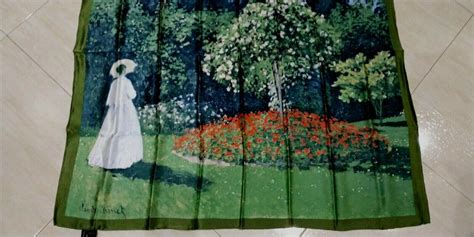 Vintage Scarf Claude MONET Woman In The Garden Saint Gem