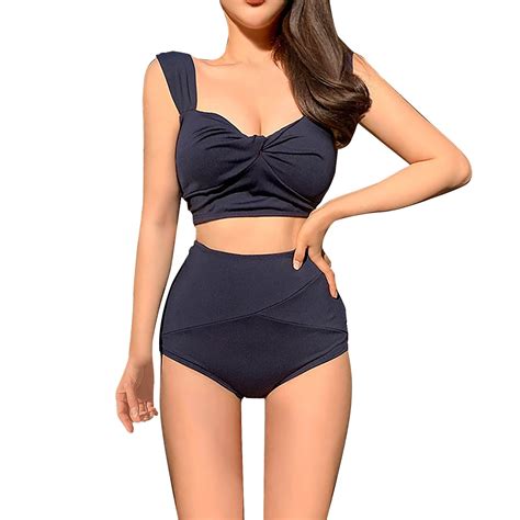 Swim Suits For Women Women S High Waisted Bikini Knot Scoop Neck