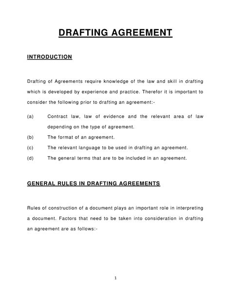 Notes On Drafting Of Agreements Drafting Agreement Introduction