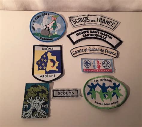 GUIDES ET SCOUTS de France lot 9 écussons patchs insignes année 70 80