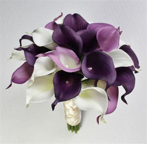 Wedding Bouquet Purple Calla Lily Bouquet Purple Bouquet Real Touch Purple Calla Lily Bridal