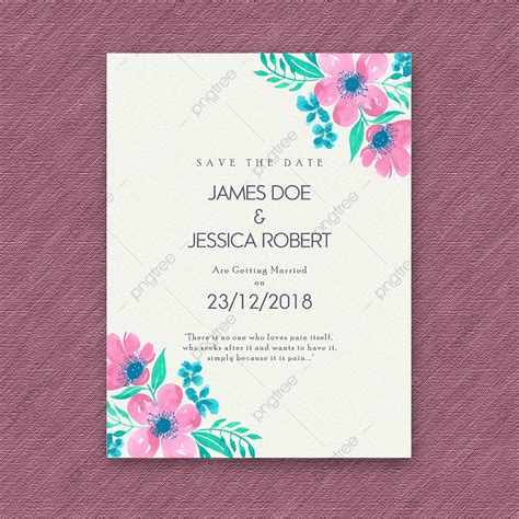 Floral Wedding Invites Vector Art Png Watercolor Floral Vintage