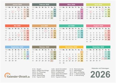 Jahreskalender 2026 Nrw Wordscapes