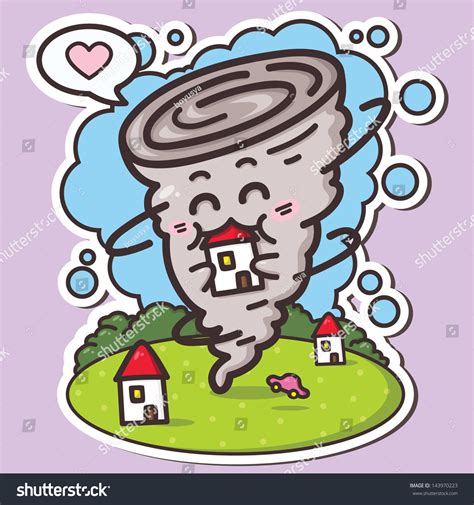 Funny Tornado Vector Illustration Kawaii Tornadoes Stock Vector ...