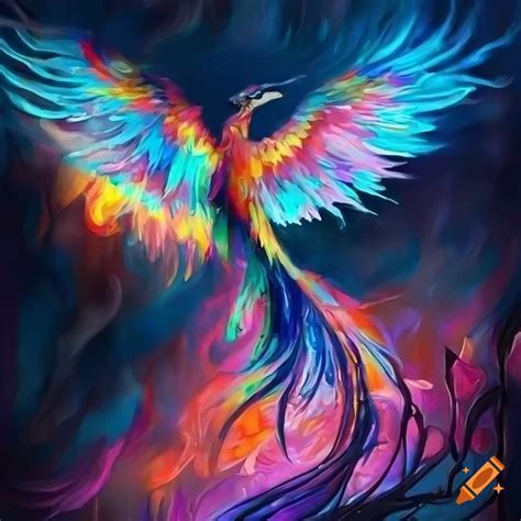 colorful phoenix bird  ultra detailed painting backlight painting