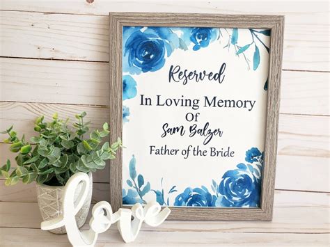 Wedding Memorial Sign Reserved In Memory Father Of The Bride Etsy