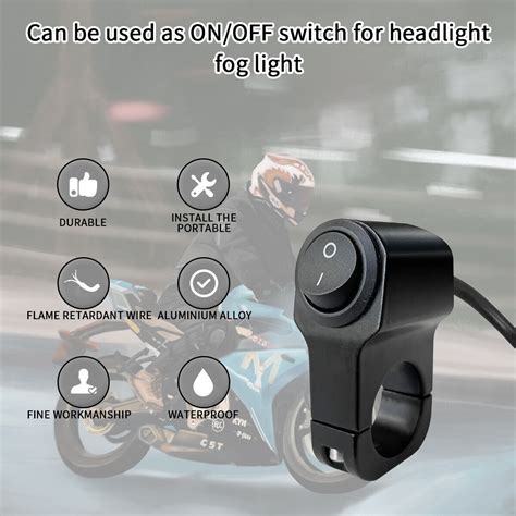 Waterproof Motorbike Motorcycle Handlebar Headlight Fog Spot Light On