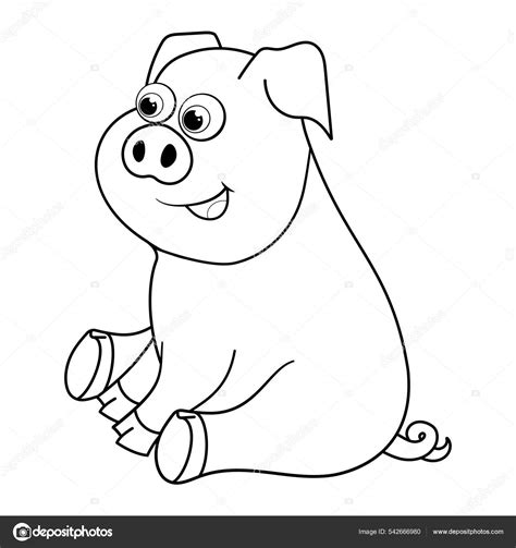 Ferkel Malvorlage Schwarz / Weiß Cartoon Illustration Pfade Oder