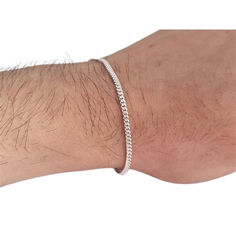 Pulseira De Prata Masculina 925 Legítima Modelo Grumet 21cm Maciça