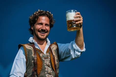 Premium Photo A Man Holding A Glass Of Beer In His Hand