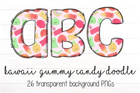 Kawaii Gummy Candy Cute Doodle Letters Graphic by bblessedwv · Creative ...