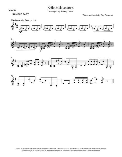 Ghostbusters Arr Sherry Lewis By Ray Parker Jr Sheet Music For Violin Solo At Sheet Music