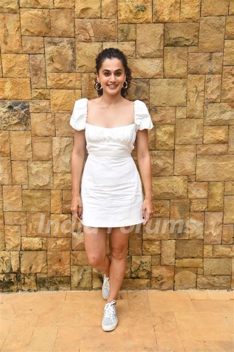 Taapsee Pannu Spotted Promoting Her Movie Dobaara In A Crisp White