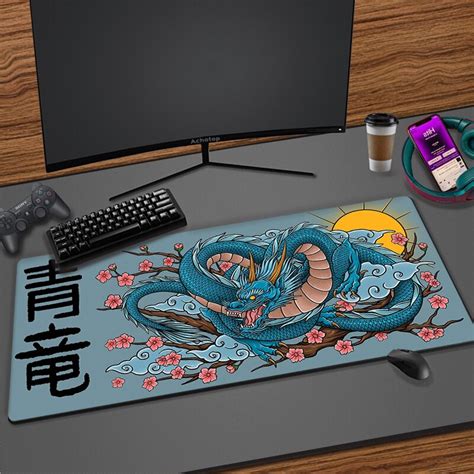 Alfombrilla de goma para teclado de Dragon japonés alfombrilla grande