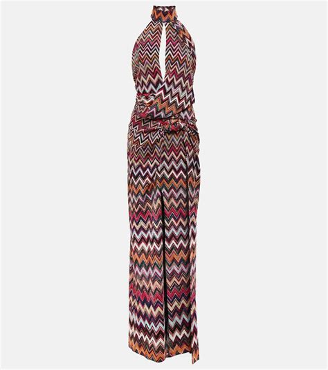 Missoni Zig Zag Lamé Halterneck Maxi Dress Missoni