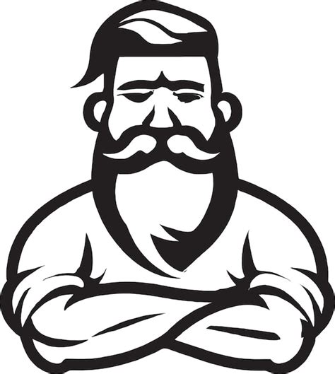 Premium Vector Charismatic Bearded Man Face Icon Design