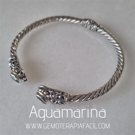 Brazalete de aguamarina plata de ley Gemoterapia Fácil Tienda de