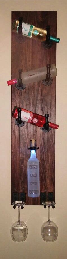 Custom Made Wine Shelf 3 Bottles Slanted And 1 Vertical Lighted Wine Bottle And Also A Spot To