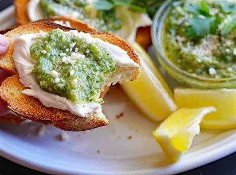 Classic Basil Pesto And Vegan Cream Cheese Crostini Living Vegan