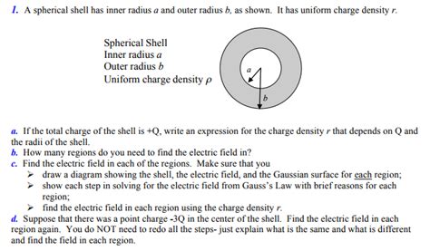 Solved I A Spherical Shell Has Inner Radius A And Outer Chegg