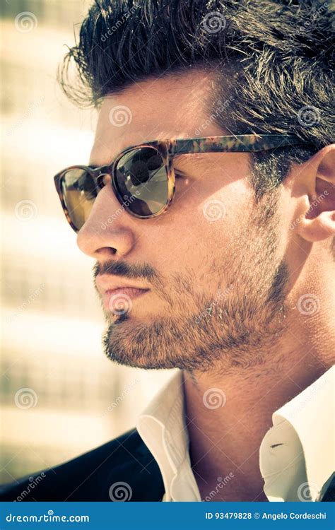 Handsome and Attractive Young Man Outdoor with Sunglasses Stock Photo ...